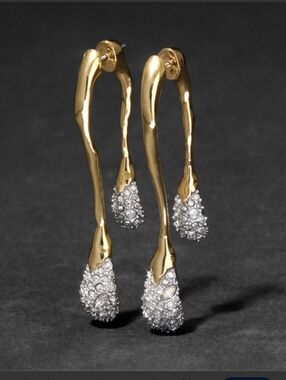 Alexis Bittar Solanales Crystal Front Back Double Drop Earring- Gold
